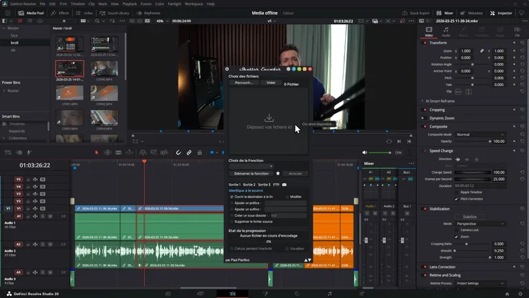Utiliser Shutter Encoder pour transcoder des rushes pour DaVinci Resolve
