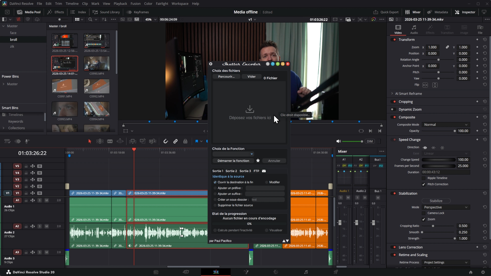 Utiliser Shutter Encoder pour transcoder des rushes pour DaVinci Resolve
